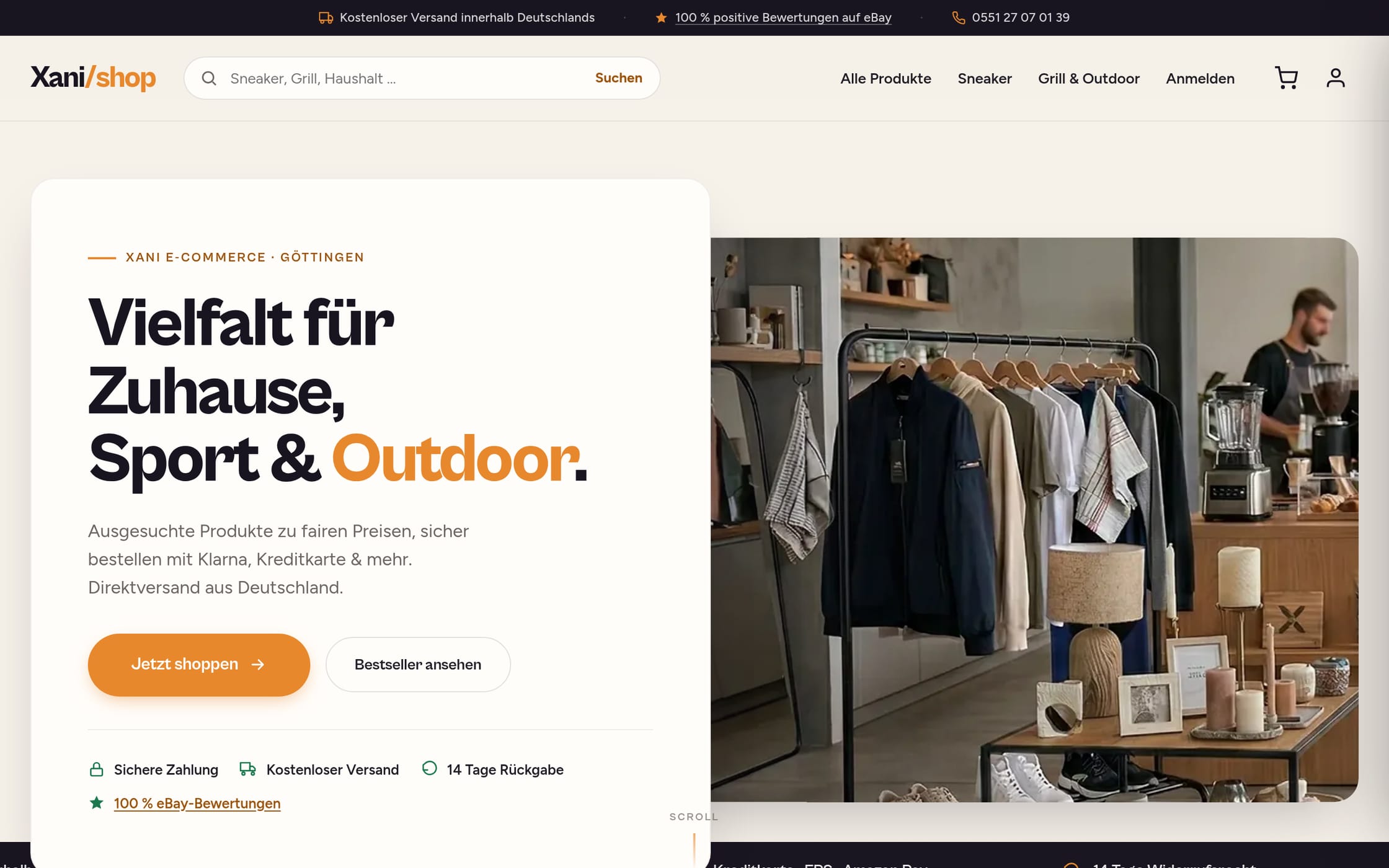 Onlineshop von Xani E-Commerce mit Artikeln aus dem gemeinsamen Produktstamm
